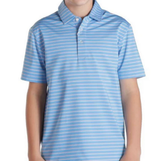 SS Boys Blue Stripe Polo