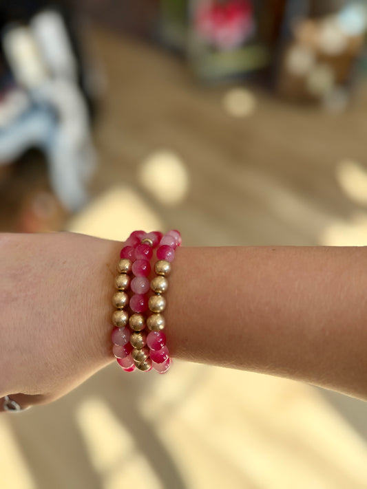Hot Pink Beaded Bracelet Set