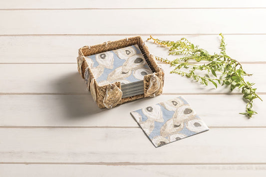 Woven Oyster Shell Napkin Caddy Set