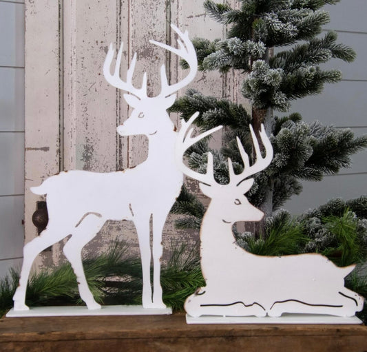 Distressed White Deer Silhouette