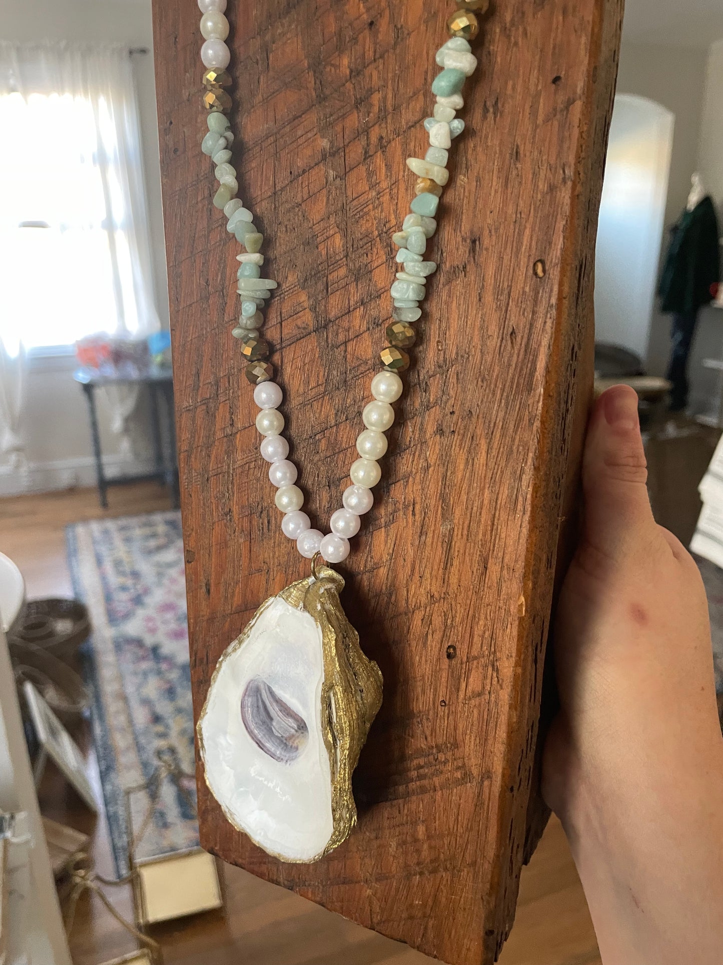 Multi Bead Oyster Necklace