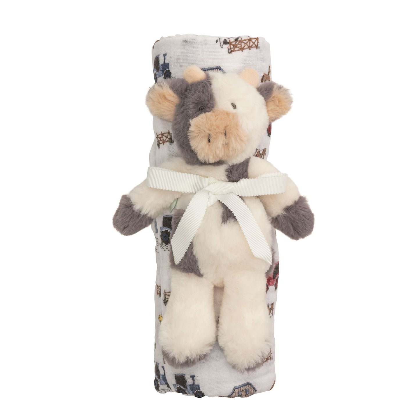 Cow Swaddle & Rattle Set
