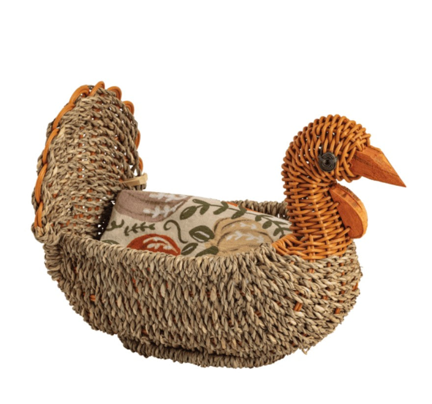 Woven Turkey Bread Basket Set