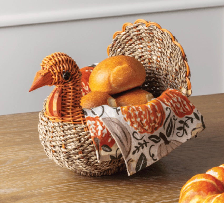 Woven Turkey Bread Basket Set