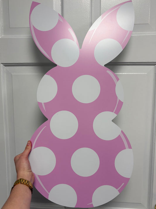 Polka-Bunny Yard Stake - Pink