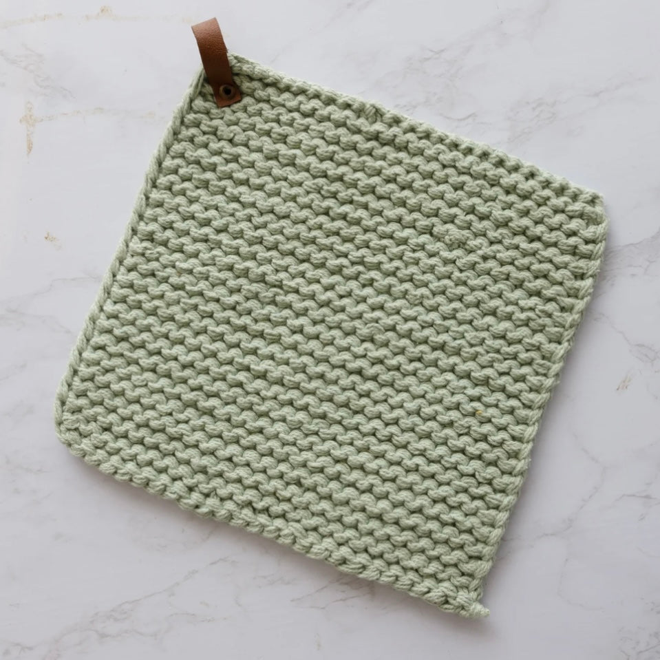 Knitted Pot Holder - Mint Green