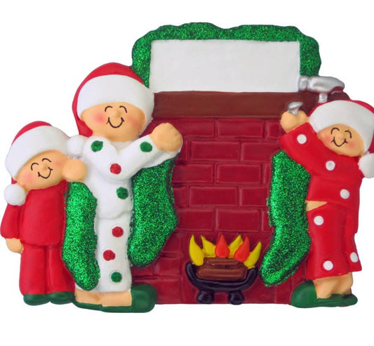 Holiday Decorating Family Custom Ornament — 3 People