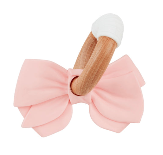 Pink Bow Silicone Ring Teether