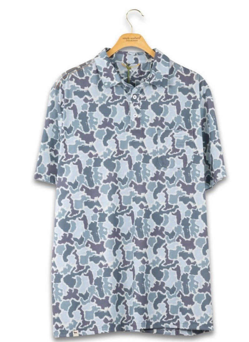 SS Blue Camo Polo Tee