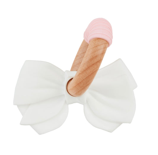 White Bow Silicone Ring Teether