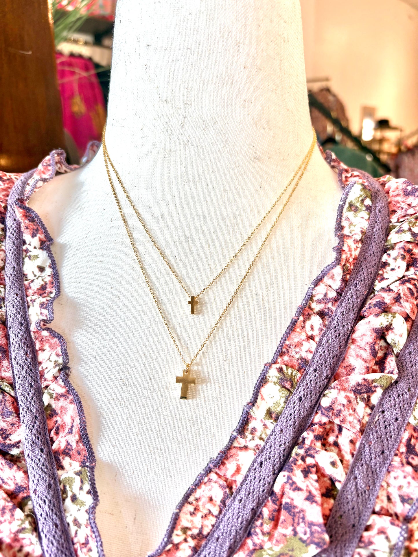 Layered Cross Necklace