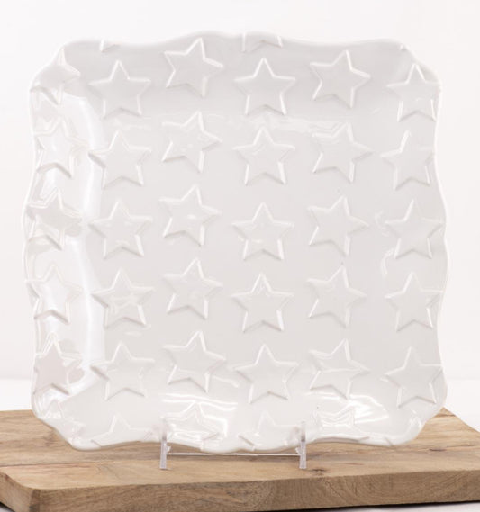 Star Embossed Square Platter