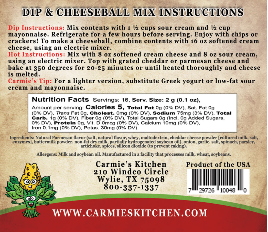 Spinach Parmesan Dip & Cheeseball Mix