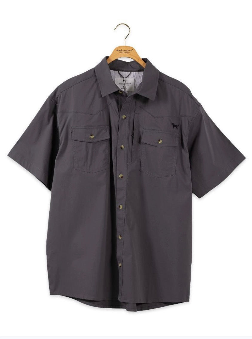 SS Button Down — Gray