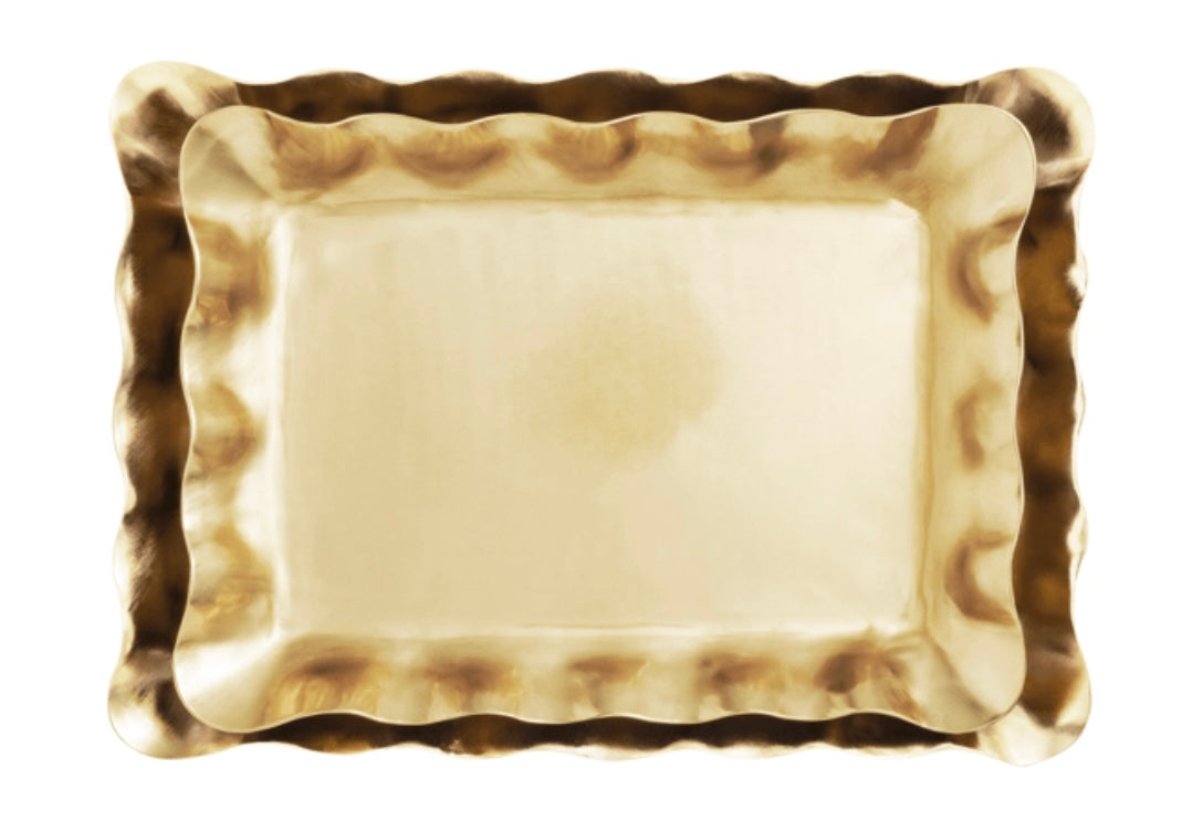 Brass Ruffle Nested Trays