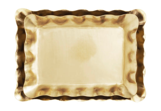 Brass Ruffle Nested Trays