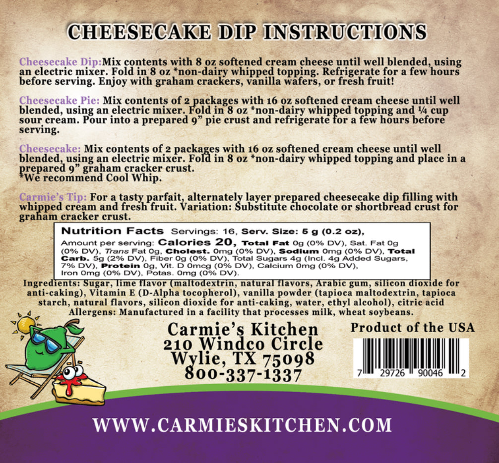 Key Lime Pie Cheesecake Dip Mix