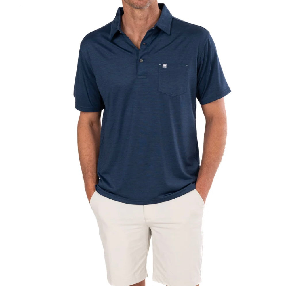 Boden Heather Performance Polo - Navy