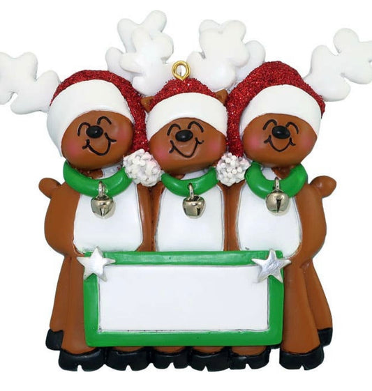 Reindeer Family Custom Ornament — 3 Reindeer