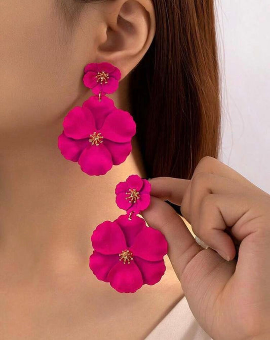 Pink Flower Earrings