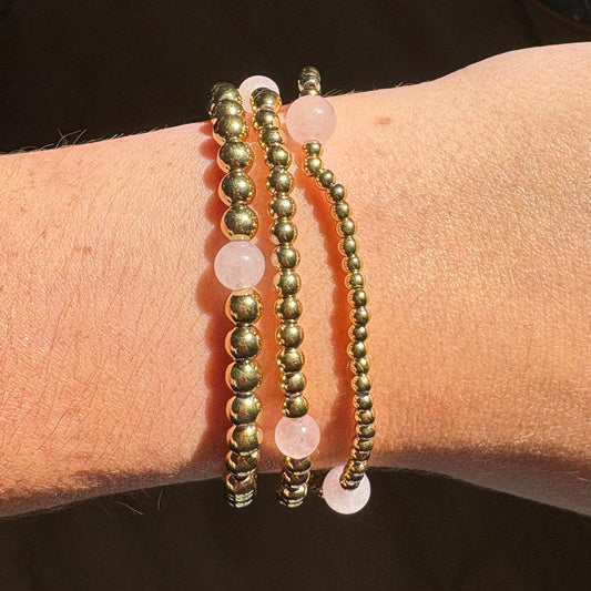 Rose Quartz Waterproof Bracelet Stack