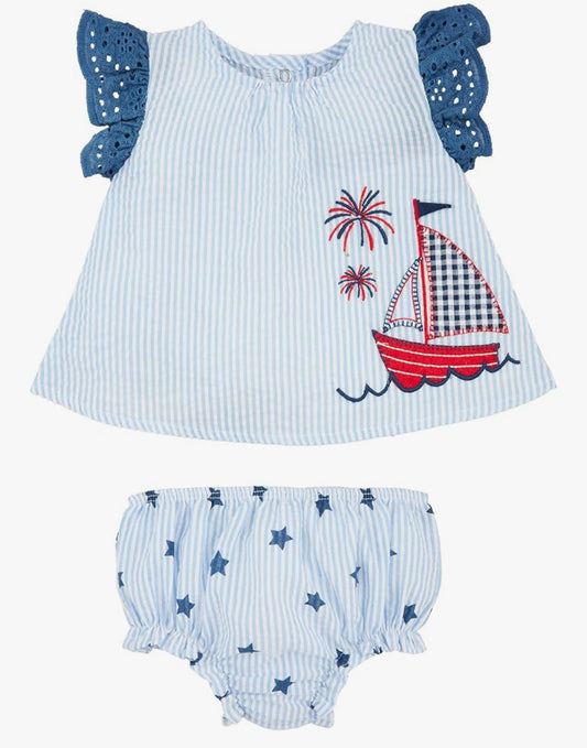 Patriotic Sailboat Pinafore Set