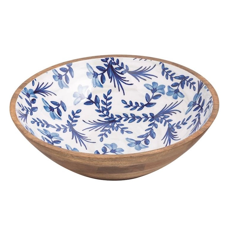 Blue Floral Wooden Bowls