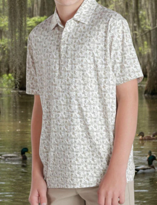 SS Boys Duck Print Polo