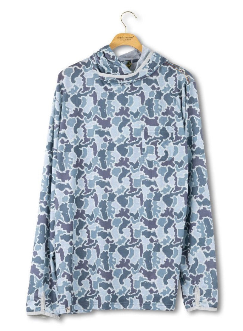 SS Blue Camo Lightweight Hoodie