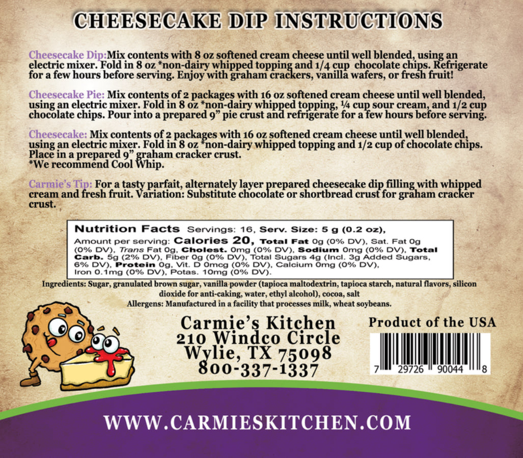Chocolate Chip Cookie Dough Cheesecake Dip Mix
