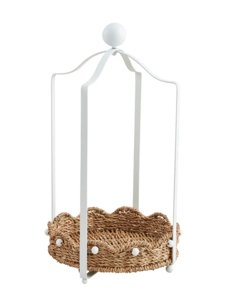 Rattan Scalloped Tray Lanterns