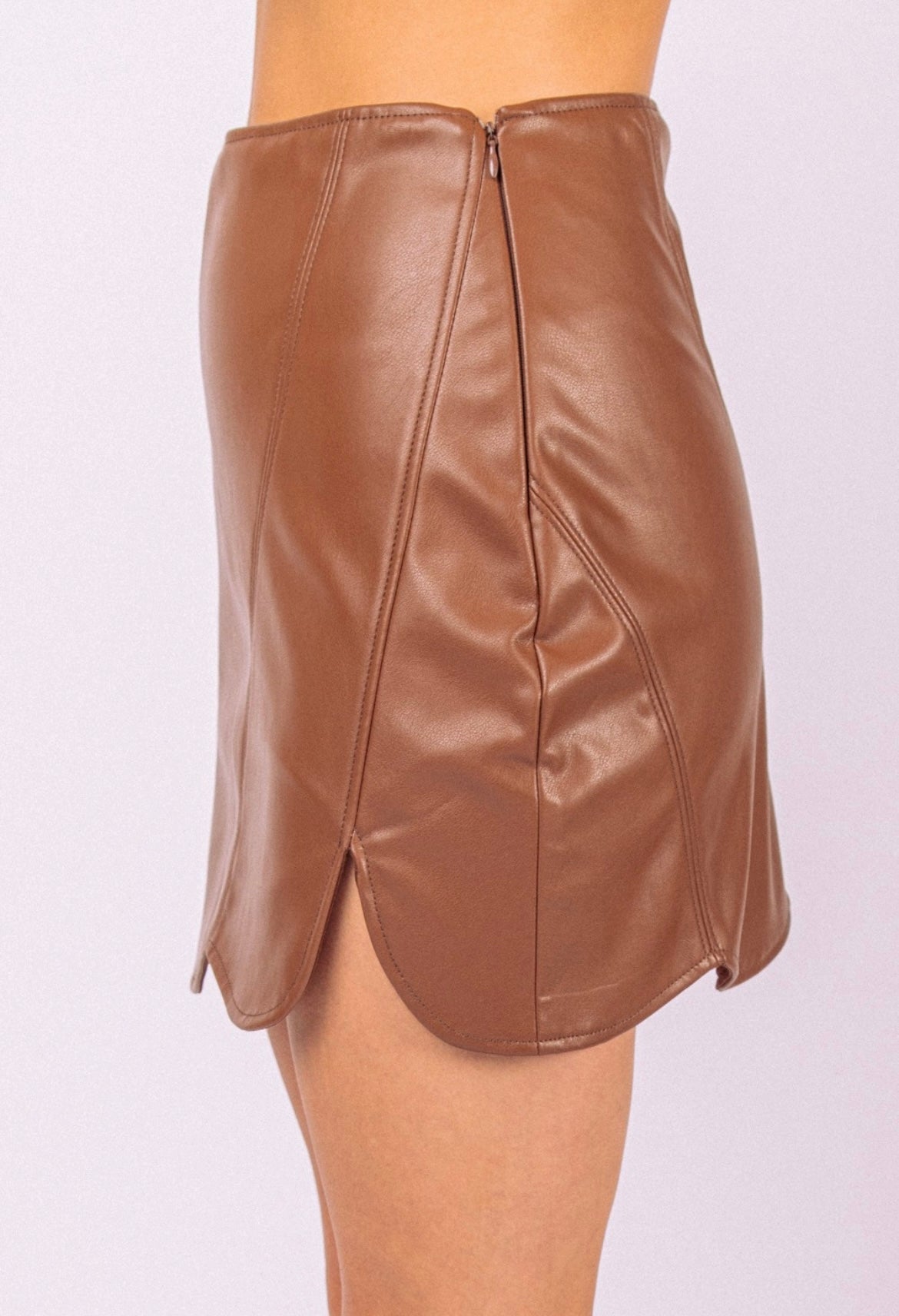 Jane Scalloped Leather Skirt