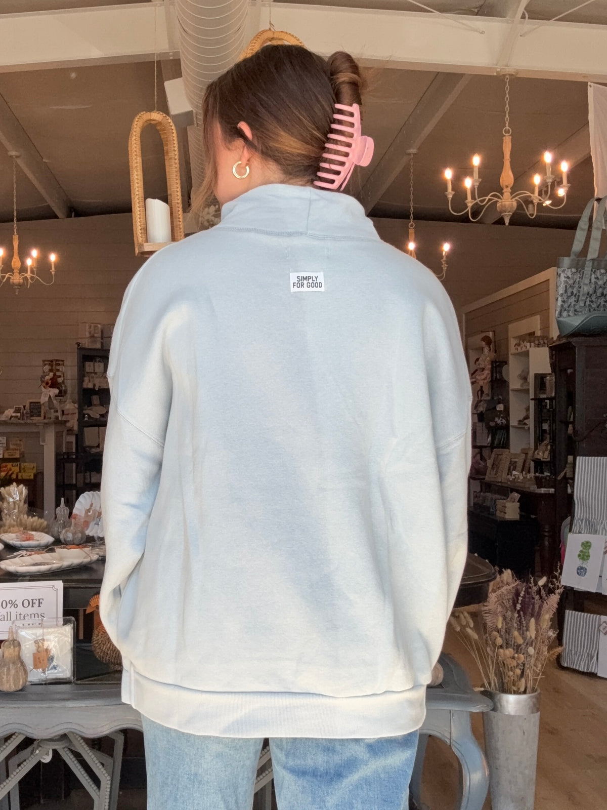 “SIMPLY FOR GOOD” Mock Neck Sweatshirt