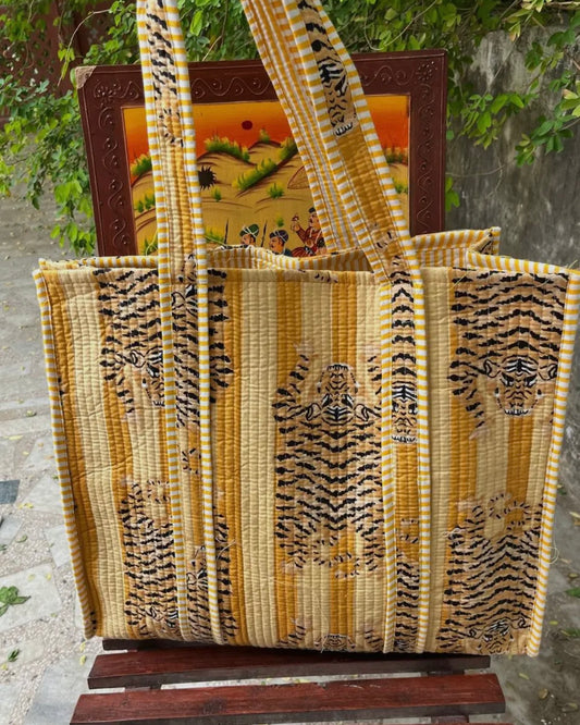 Quilted Tote — Golden Tigers