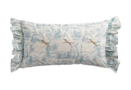 Lumbar Toile Bunny Pillow