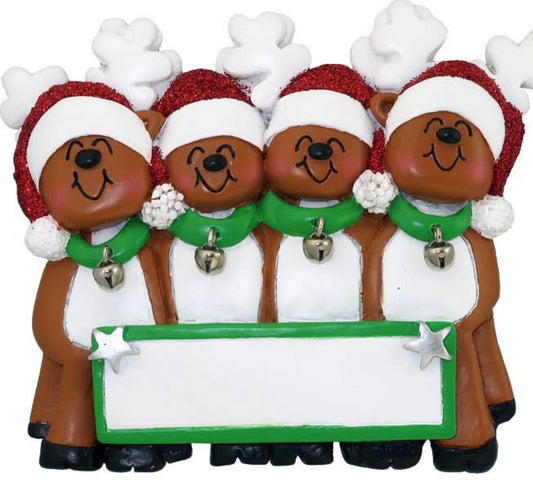 Reindeer Family Custom Ornament — 4 Reindeer