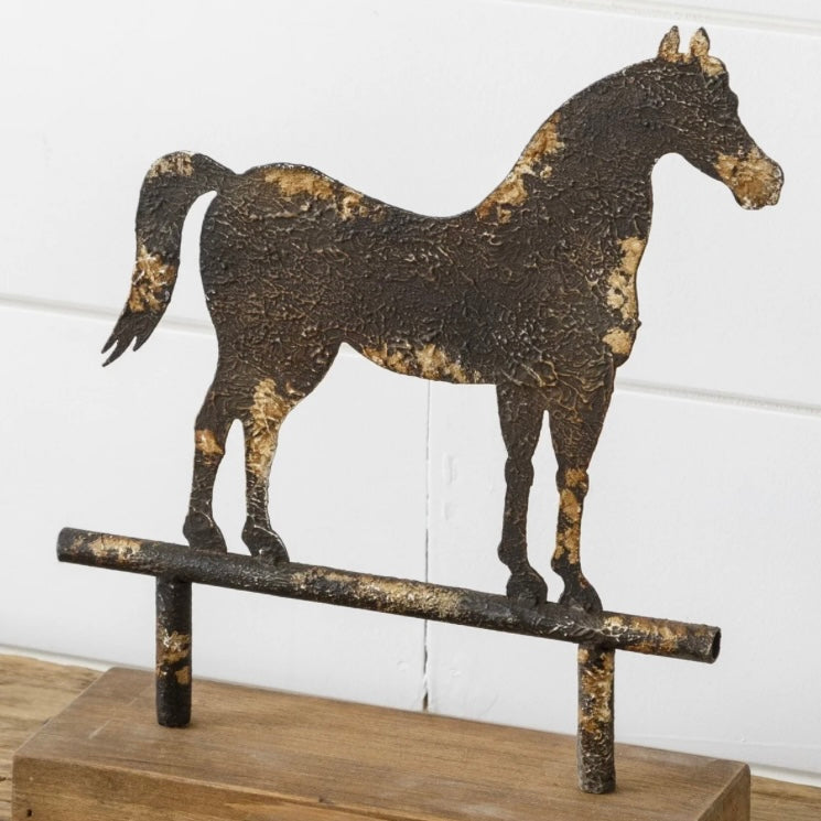 Distressed Horse on Wooden Vase