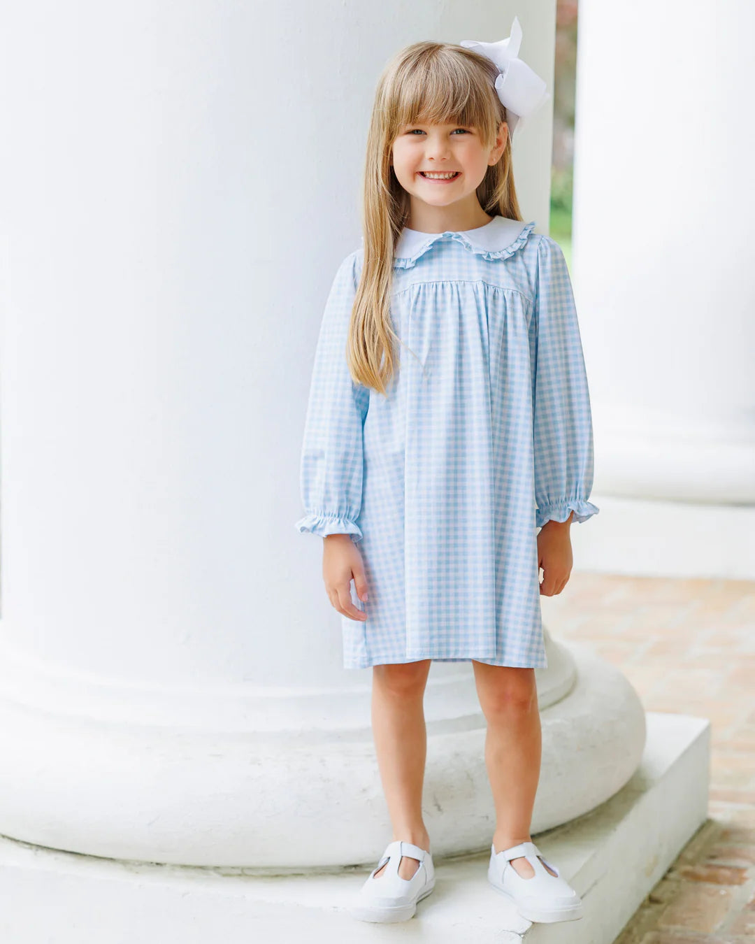 Catherine Dress — Light Blue Gingham