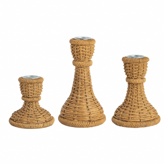 Woven Tapered Candle Holders
