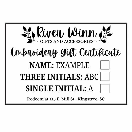Embroidery Gift Certificate