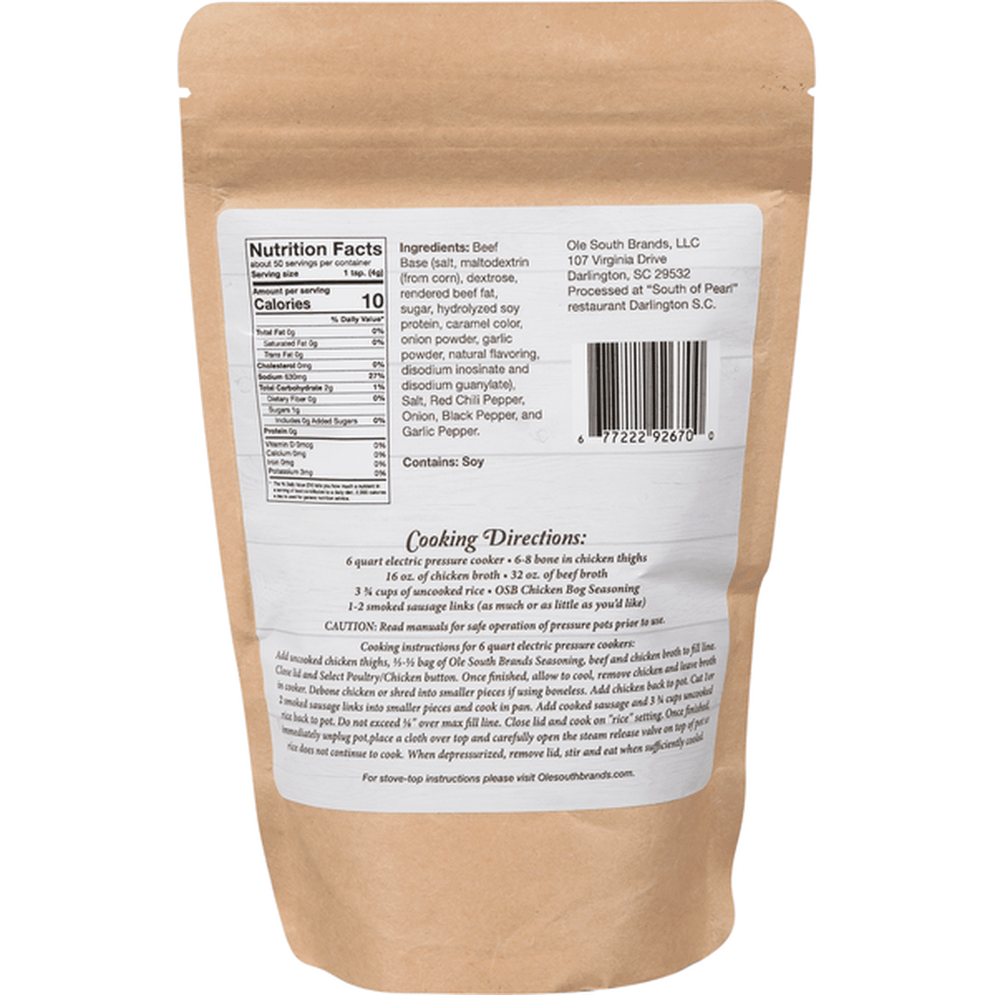 Ole South Chicken Bog Seasoning 7.05oz Bag