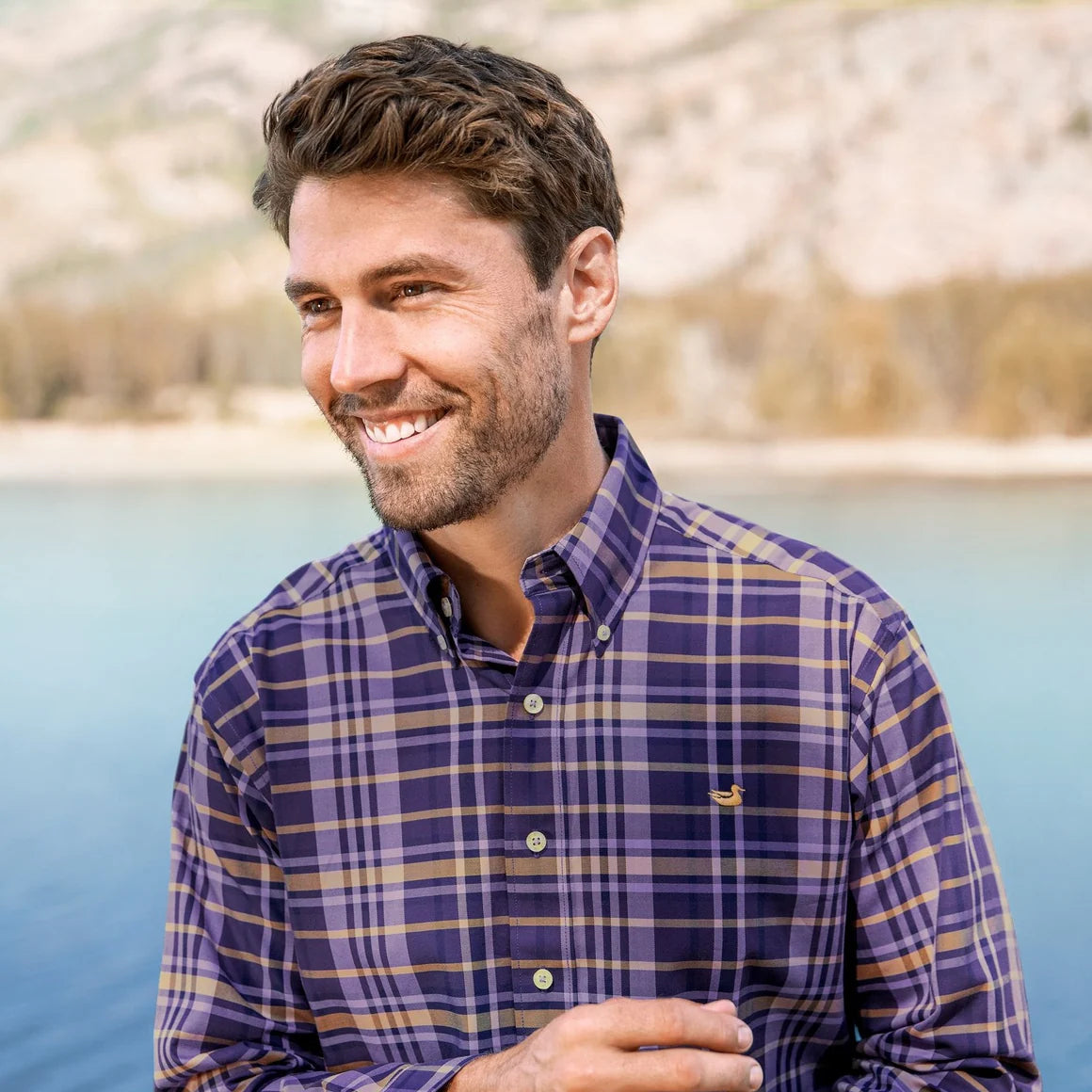 Southern Marsh Blanco Plaid Dress Shirt Purple and Yellow / Large Southern Marsh Blanco Plaid Dress Shirt Purple and Yellow / Large