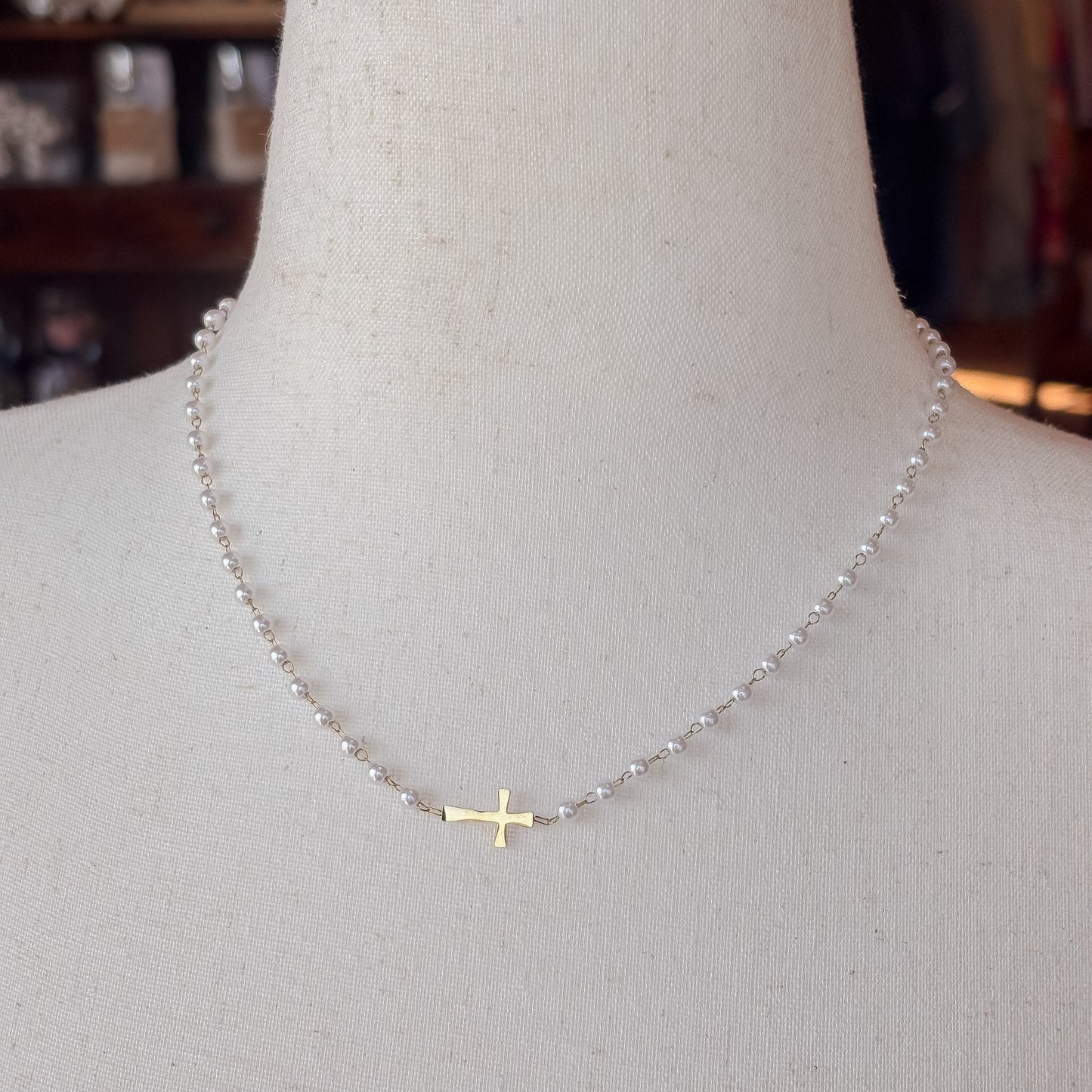 Pearl Cross Necklace
