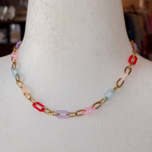 Multicolor Paper Clip Necklace