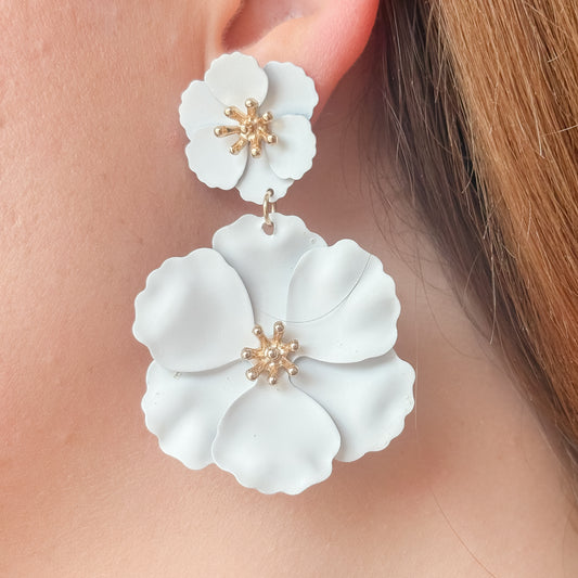 White Flower Earrings
