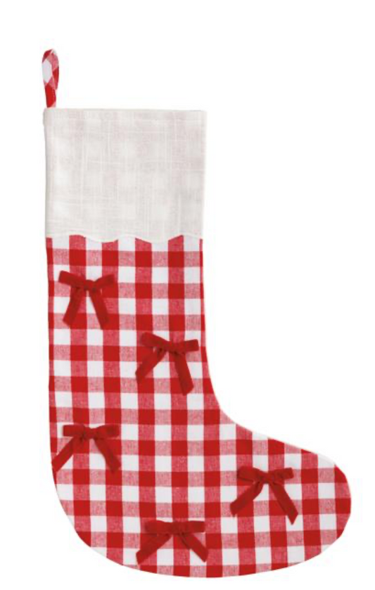 Red Gingham Bow Stocking