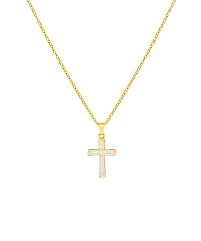 Iridescent Cross Necklace