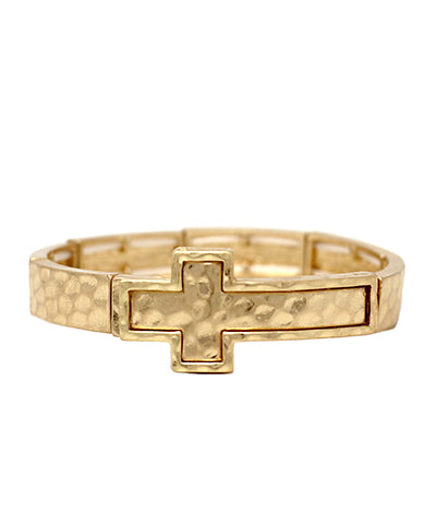 Hammered Cross Bracelet