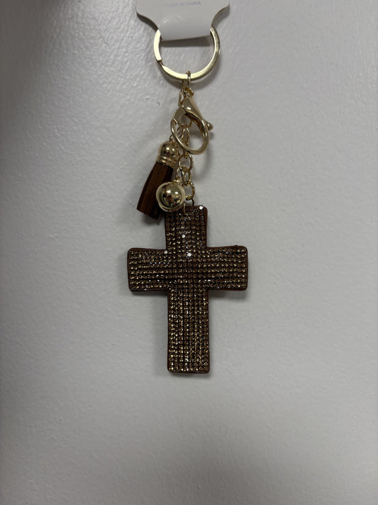 Rhinestone Cross Keychain