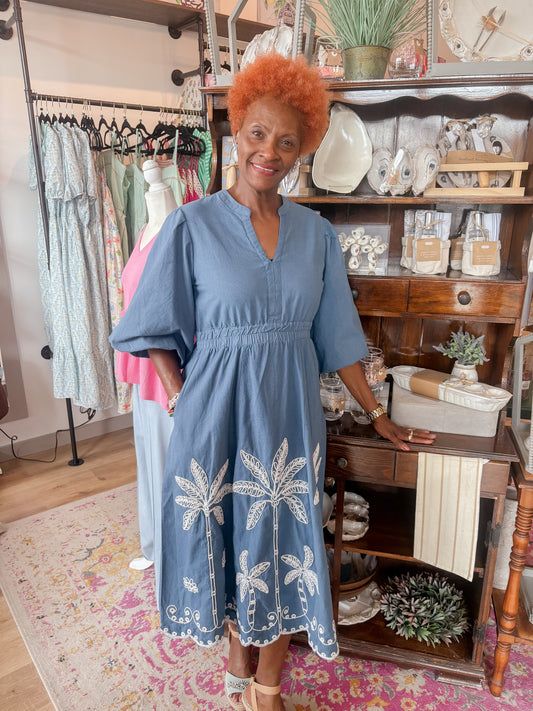 Coastal Palms Midi Dress